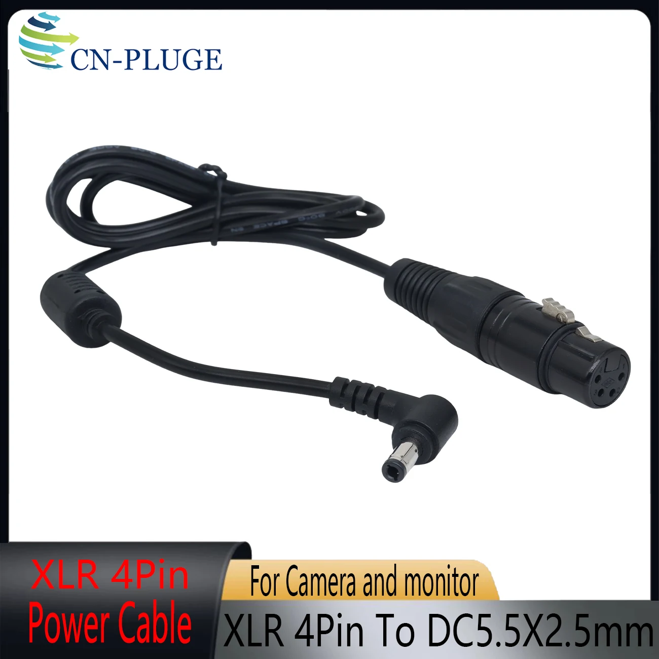 Camera Monitor Power Adapter Cable - 4Pin XLR Female to DC 5.5X2.5mm