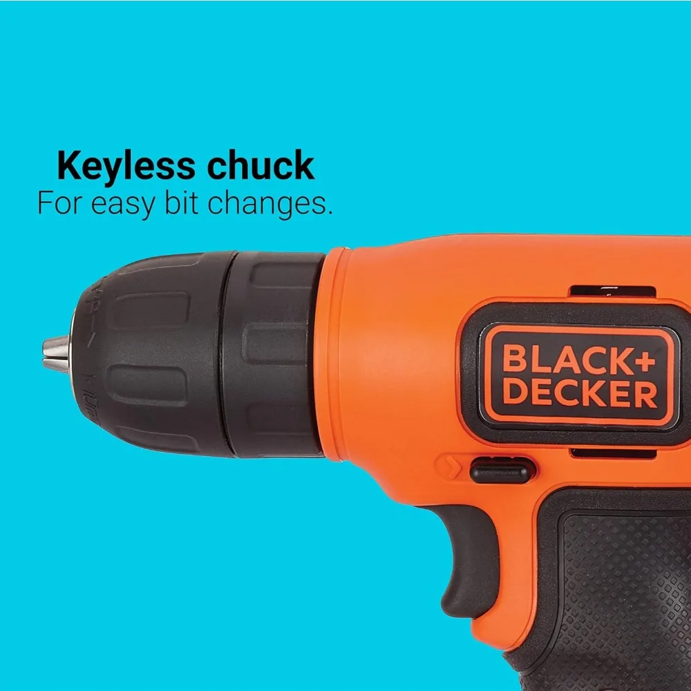Furadeira sem fio BLACK+DECKER 8V MAX com kit de projeto de decoração de casa de 43 peças