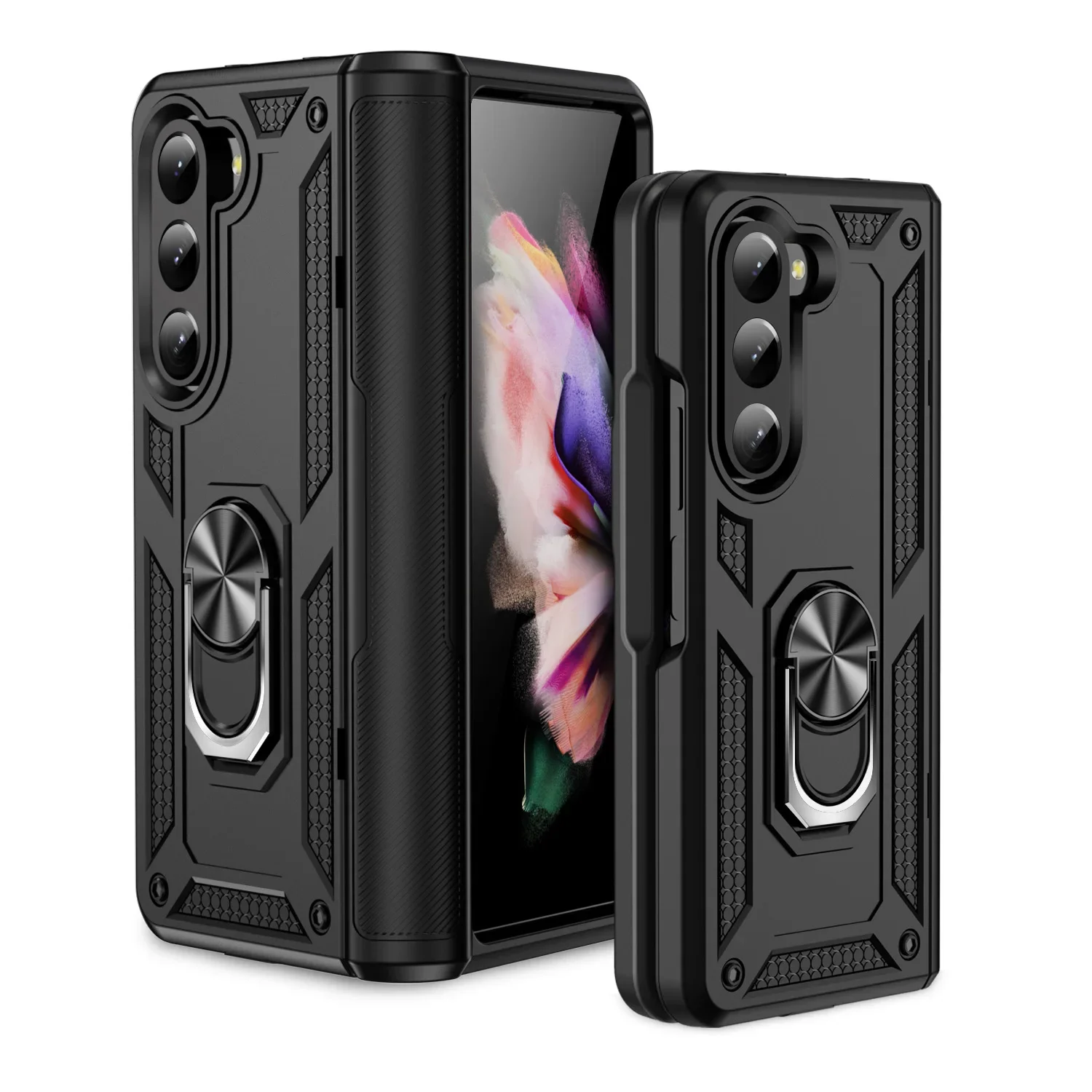 

for samsung z fold 7 5 6 fold7 Hard Armor Case for Samsung Galaxy Z Fold 5 Fold5 5G fold6 Finger Ring Holder Covers Cases