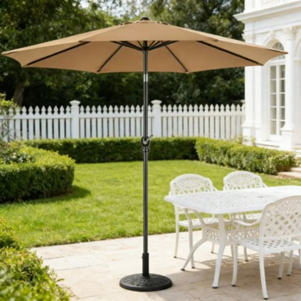 

Outdoor Patio Umbrella Outdoor Table Umbrella With Push Button Tilt And Crank, Market Umbrella 8 Sturdy Ribs UV Protection Wate