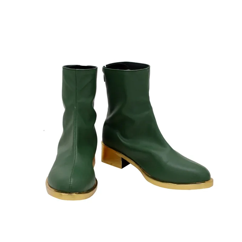 JoJo‘s Bizarre Adventure Jolyne Cujoh Cosplay Shoes Green Leather Boots Platform Shoes For Men Women Fancy Carnival Party Props