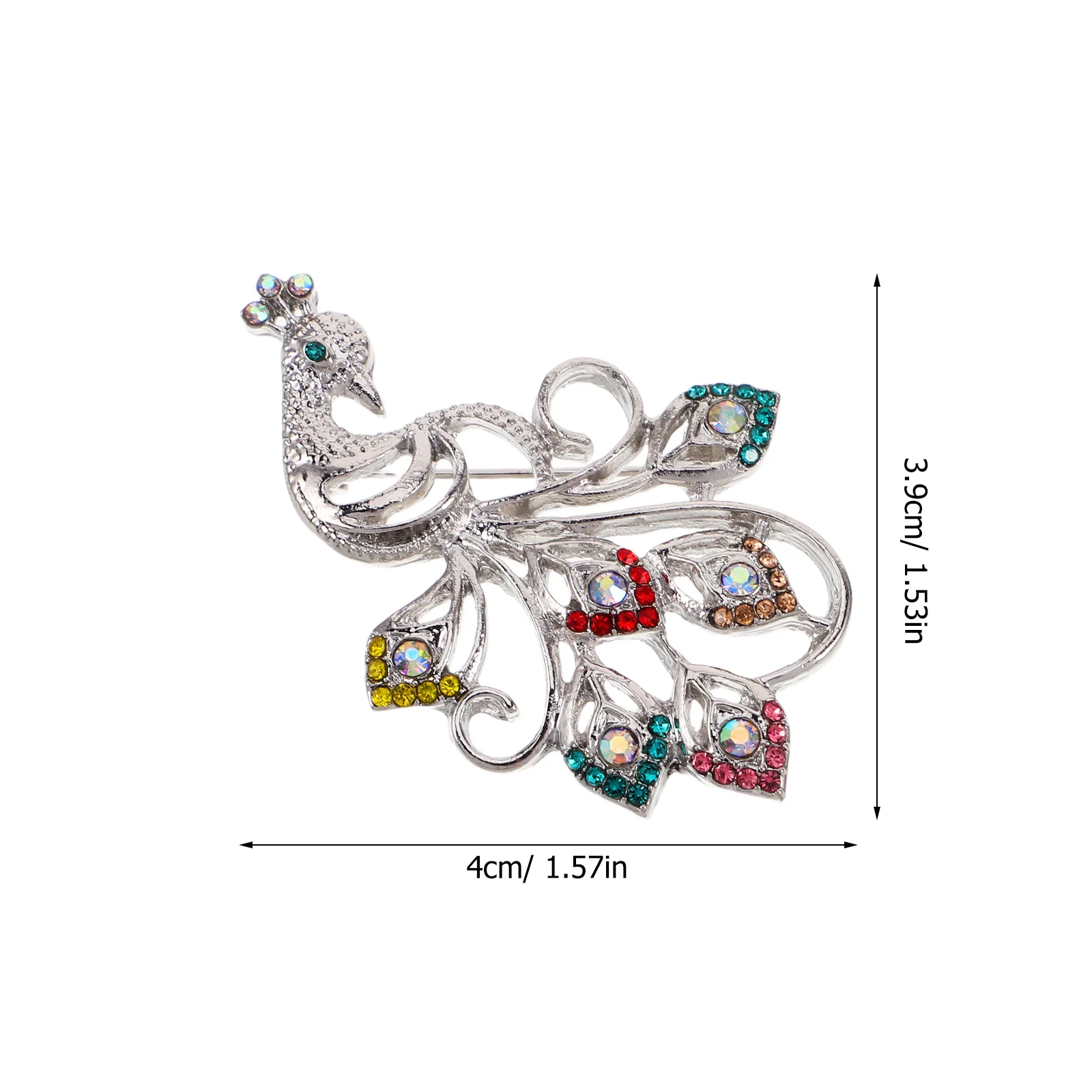 Elegante spilla di pavone Spilla di strass di cristallo per donna Accessorio per abito sciarpa scialle con spilla design pavone vintage