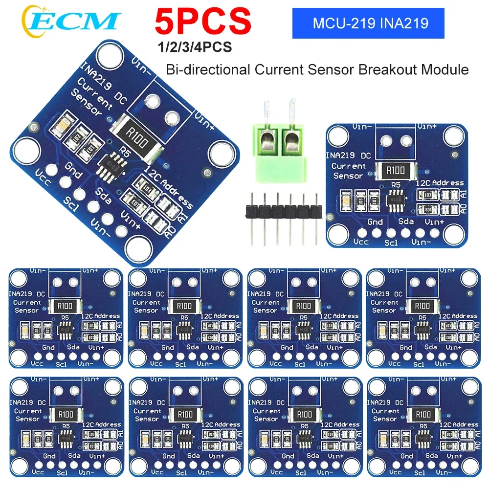 1-5pcs MCU-219 INA219 I2C Zero Drift Bi-directional Current Power Monitoring Sensor Module Sensor Breakout Monitoring Modules