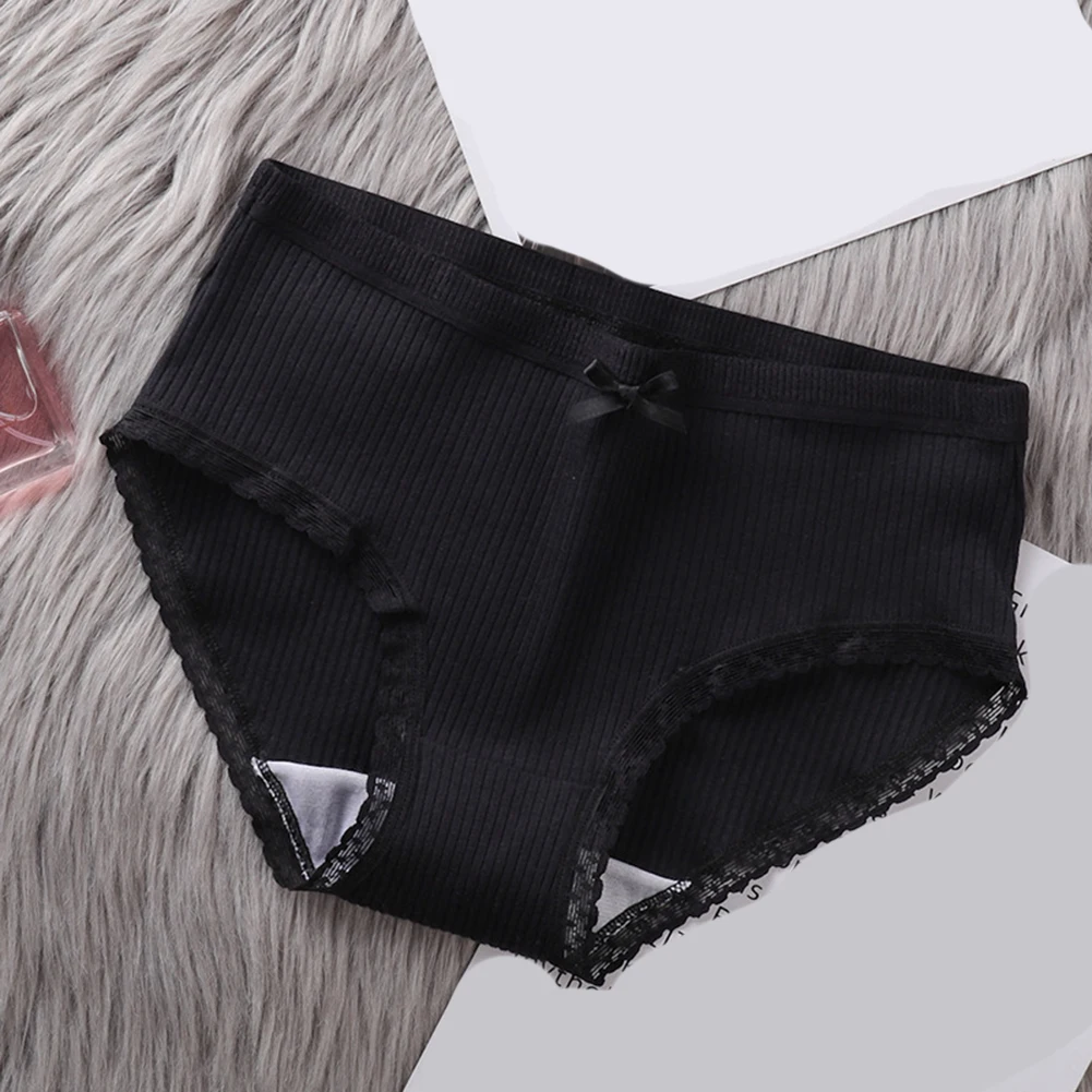 Women's Underwear Comfortable Mid Rise Breathable Cotton Plus Size Ladies Panties Soft Everyday Wear Cute Lace Underpants