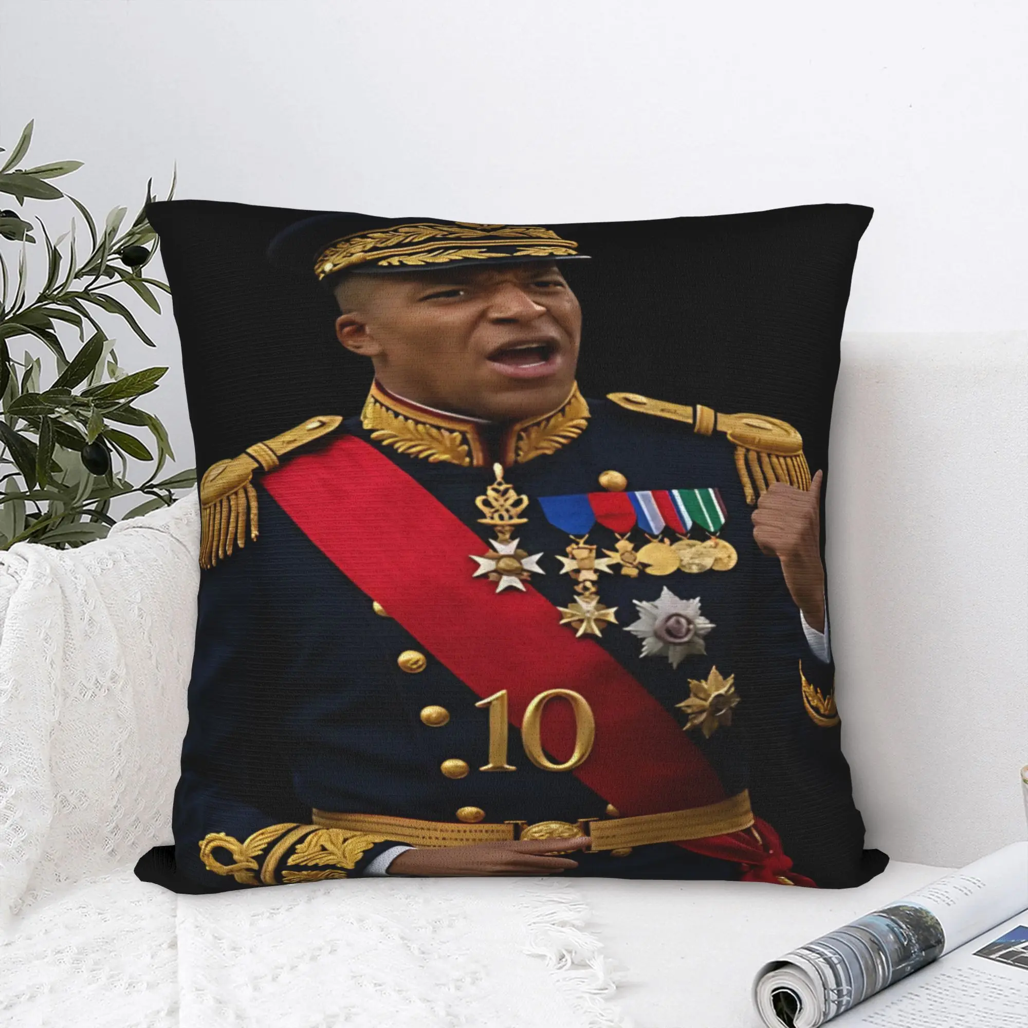 Kylian Mbappe  Golden General Uniform Number 10 Pillow Cover  Comfy Cushion Cover Funny Pillow Case For Sofa Home Decoration