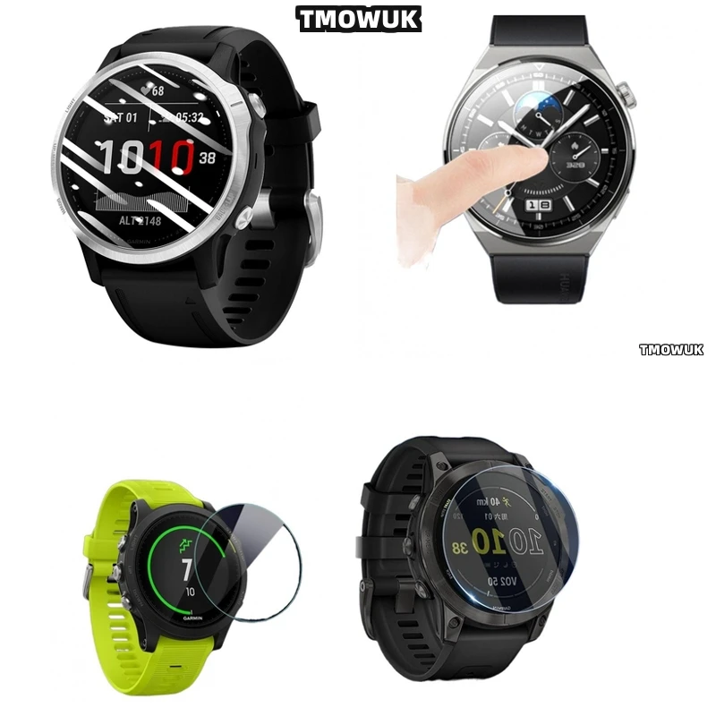 

For Garmin Fenix 6 6S 6X Pro Silver Tempered Glass Screen Protector Smart Watch HD Anti-Scratch 9H Hardness Ultra -Clear Protect