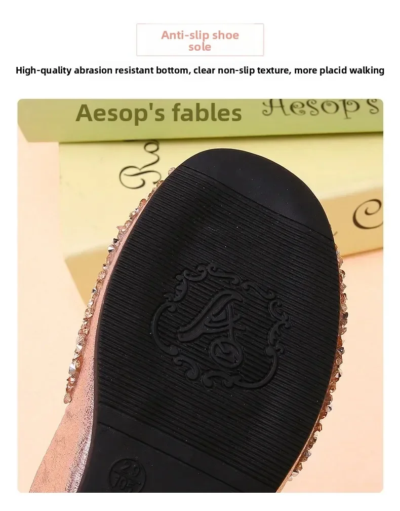 2026 Neue Sommer-Mädchenschuhe Perlenbesetzte Ballerinas Prinzessinnen-Schuhe Baby-Tanzschuhe Kinder-Sandalen Hochzeitsschuhe Gold – Detail 8