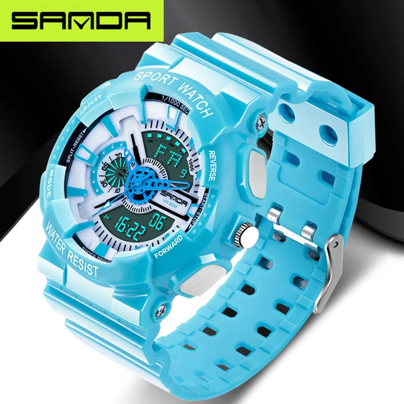 Fashion Sanda Top Brand Men\'s Led Digital G Outdoor Multi-function Student Gfit Waterproof Military Sports Watch Relojes Hombre