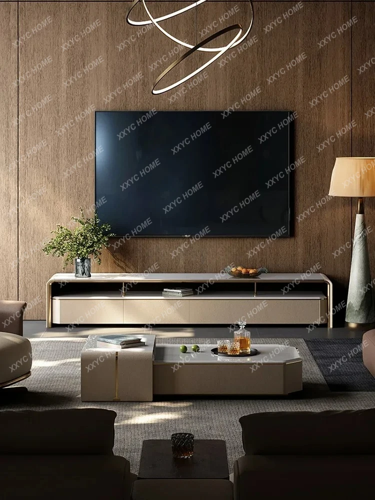 

Телескопический журнальный столик из натурального мрамора, светлая роскошная вилла, роскошная каменная чайная машина