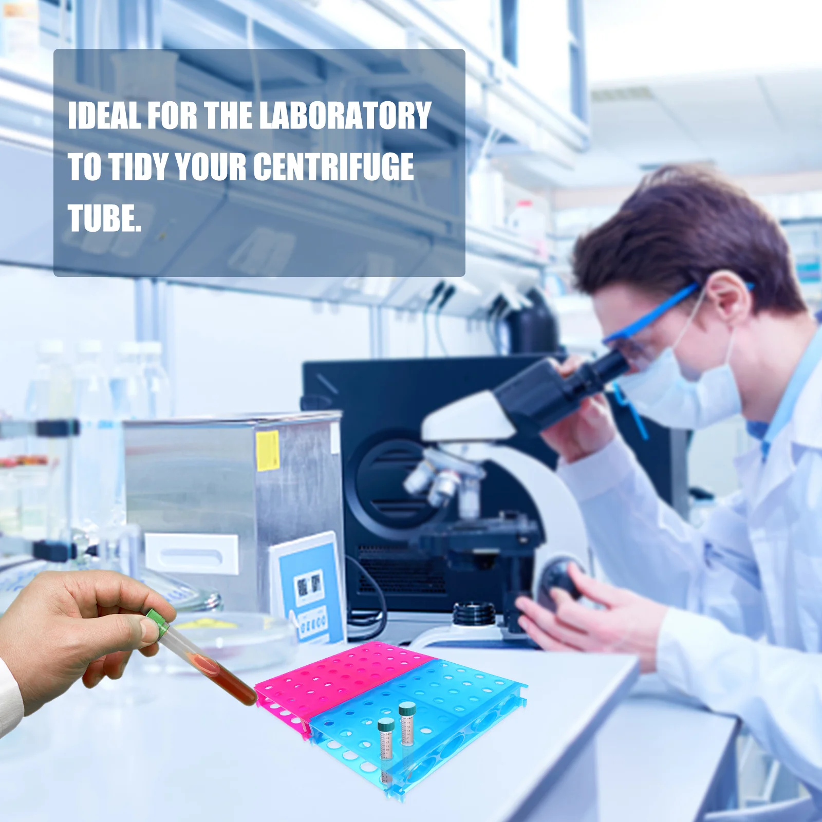 

2Pcs Centrifuge Tube Rack Plastic Holder for Lab Storage 0.5ml 1.5ml 10ml 50ml Tubes Microcentrifuge Shelf Centrifuge Tube Rack