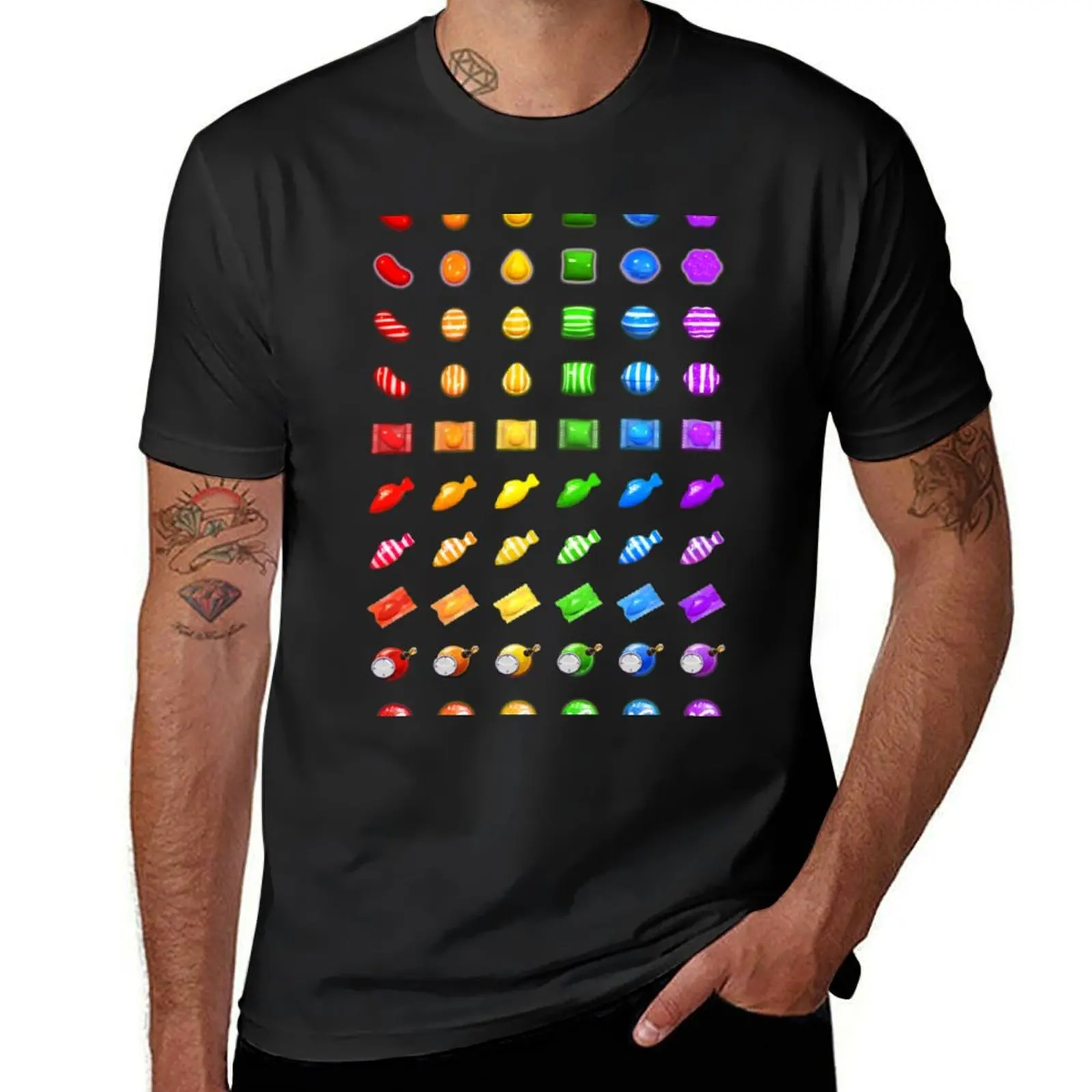 Candy Crush Booster Rainbow T-Shirt blacks quick drying mens graphic t-shirts funny