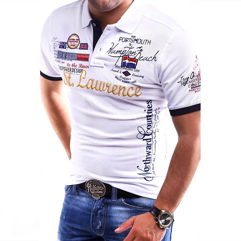 Polo T Shirt for Men 2023 Summer New Men’s POLO Shirt Letter Printing Casual Fashion Short Sleeve Lapel POLO Shirt