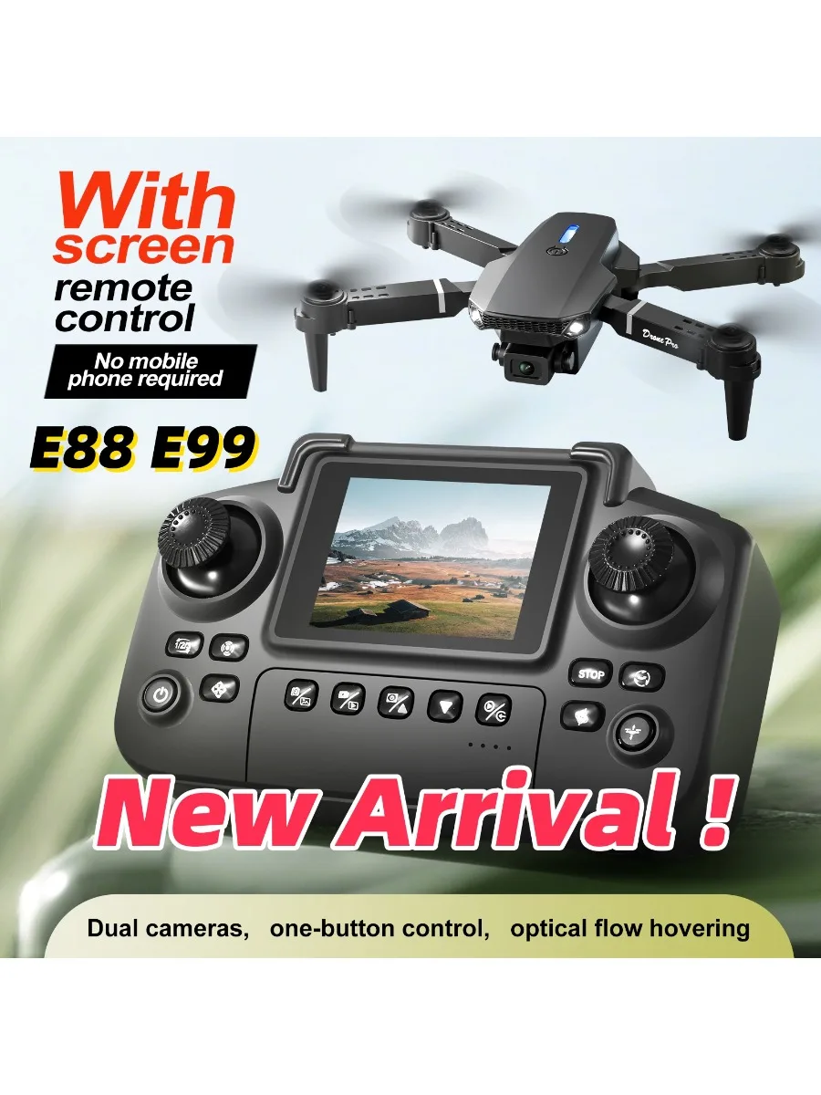 Nieuwste E88 E99D Schermbestuurde verlichting Mini Drone 4K 2 camera Optische stroom Afstandsbediening Vliegtuigen Mavic Air 2 - afbeelding 2