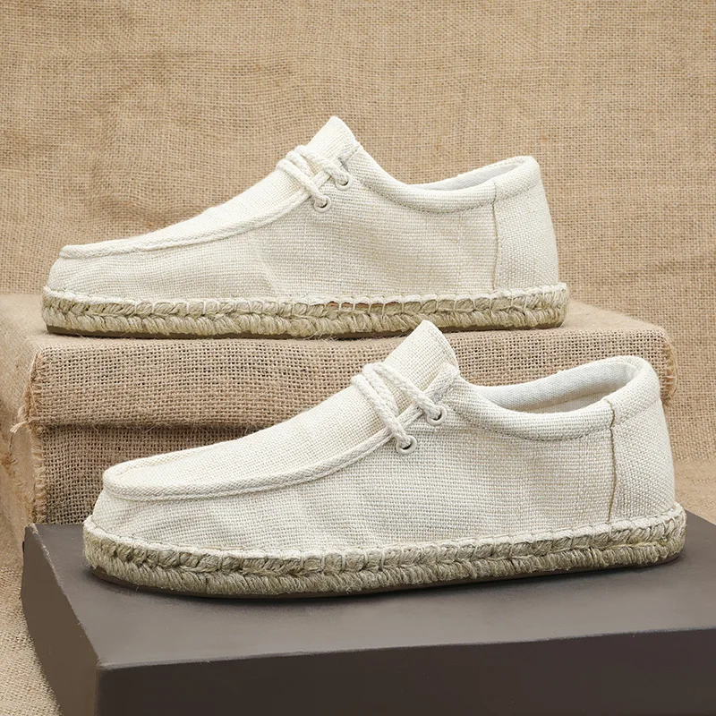 

Canvas shoes 2025 summer breathable casual shoes for teenagers, men's versatile lightweight and anti-slip linen loafers