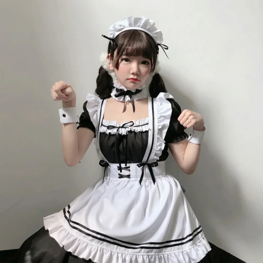 

Maid Costume Lolita Dress for Women Girls Black Japan Outfit Plus Size 4xl Cosplay Animation Stage Performance Show