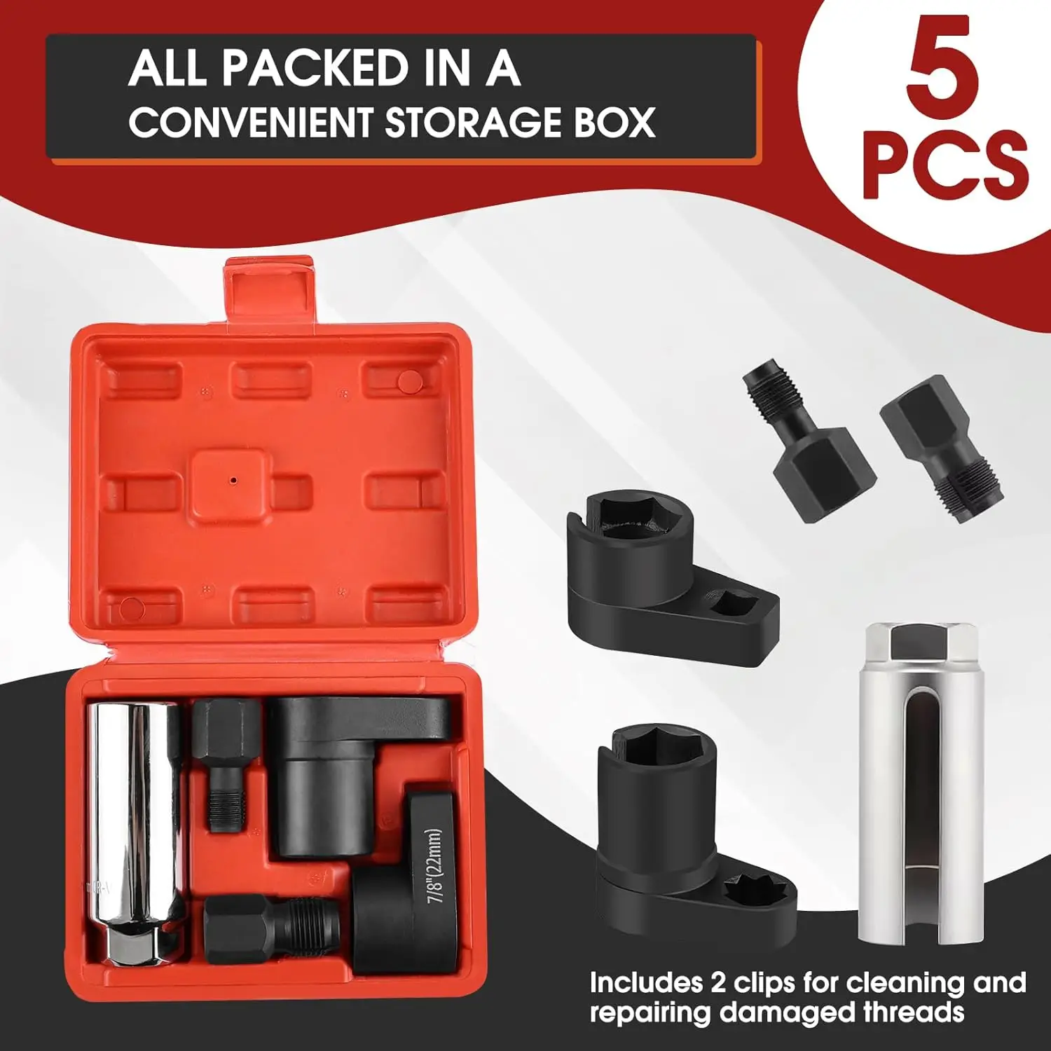 3/5/7/10 Pcs Oxygen Sensor Socket Set,Oxygen Sensor Remover Tool Kit,3/8