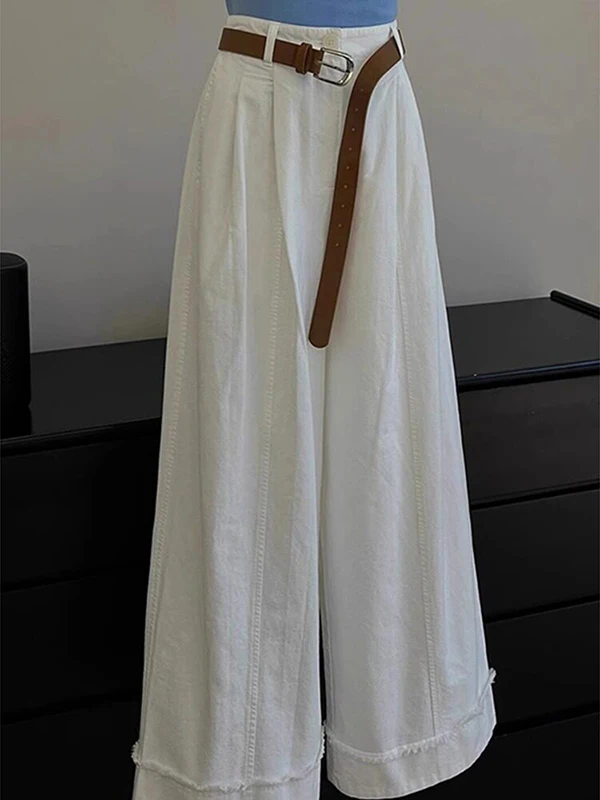 White High Waist Wide Leg Pants Women's Summer 2026 New Small Size Slimming Drapey Straight Casual Trousers Commute Style