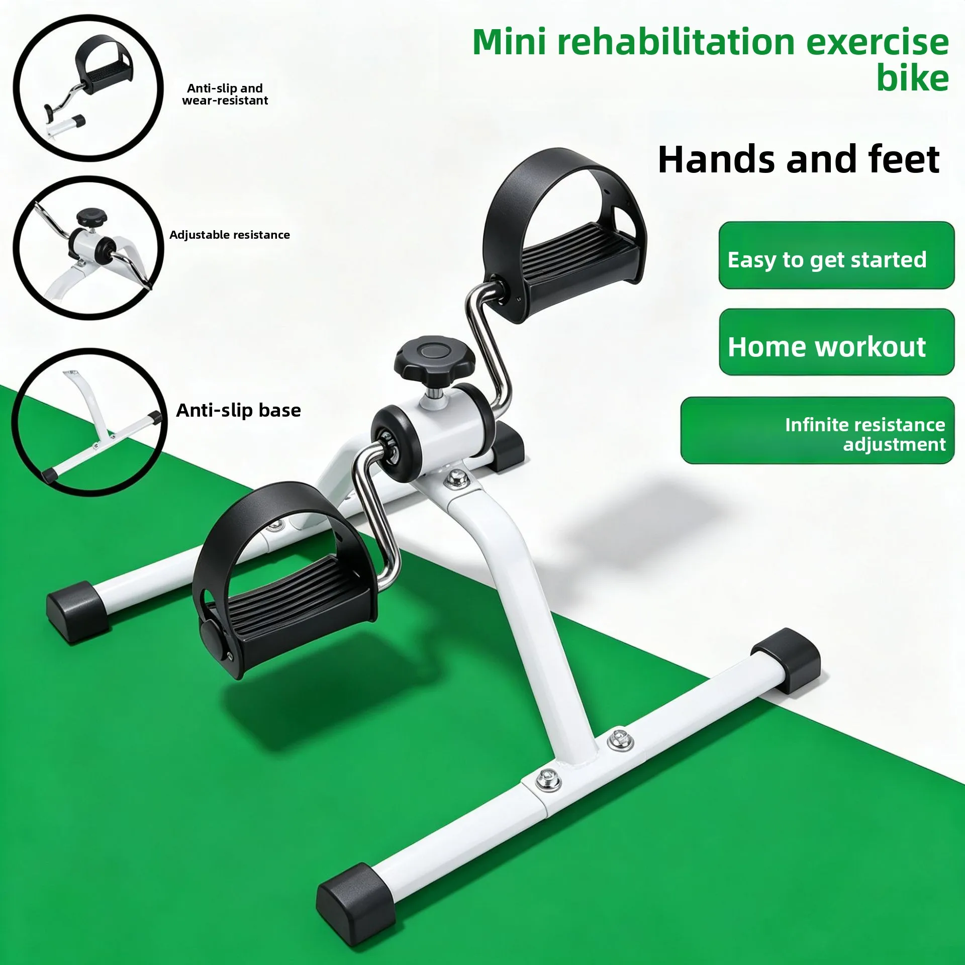 Mini vélo d'exercice à pédales multifonctionnel pour la rééducation des mains et des pieds, idéal pour l'entraînement à domicile