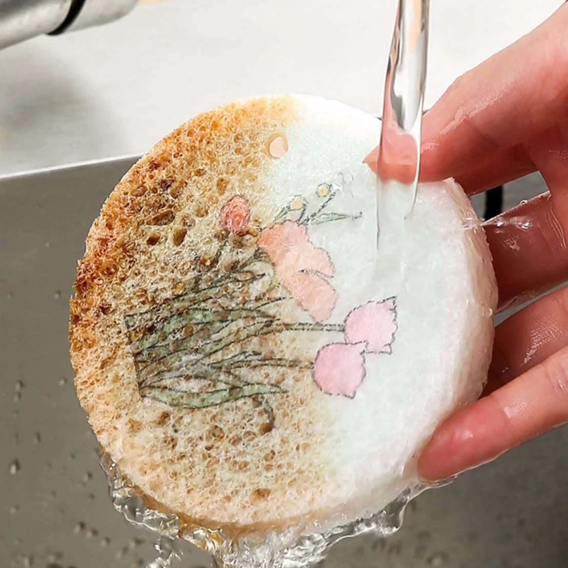 لب الخشب إسفنجة مضغوطة تجوب منصات لغسل الأطباق تنظيف المطبخ ممحاة سحرية وعاء تنظيف القماش #5