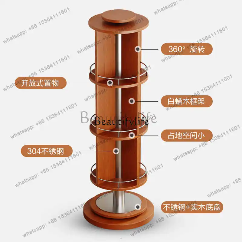 Factory Direct Ancient Style Floor Storage Rack In Rotating Bookshelf