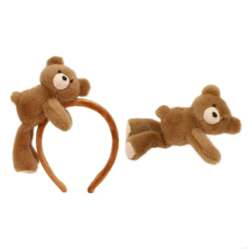 

Plush Bear Hairclip Headband Soft Plush Animal Hair Accessories Hair Hoop Hairpin For Women Girls Kids Y08E