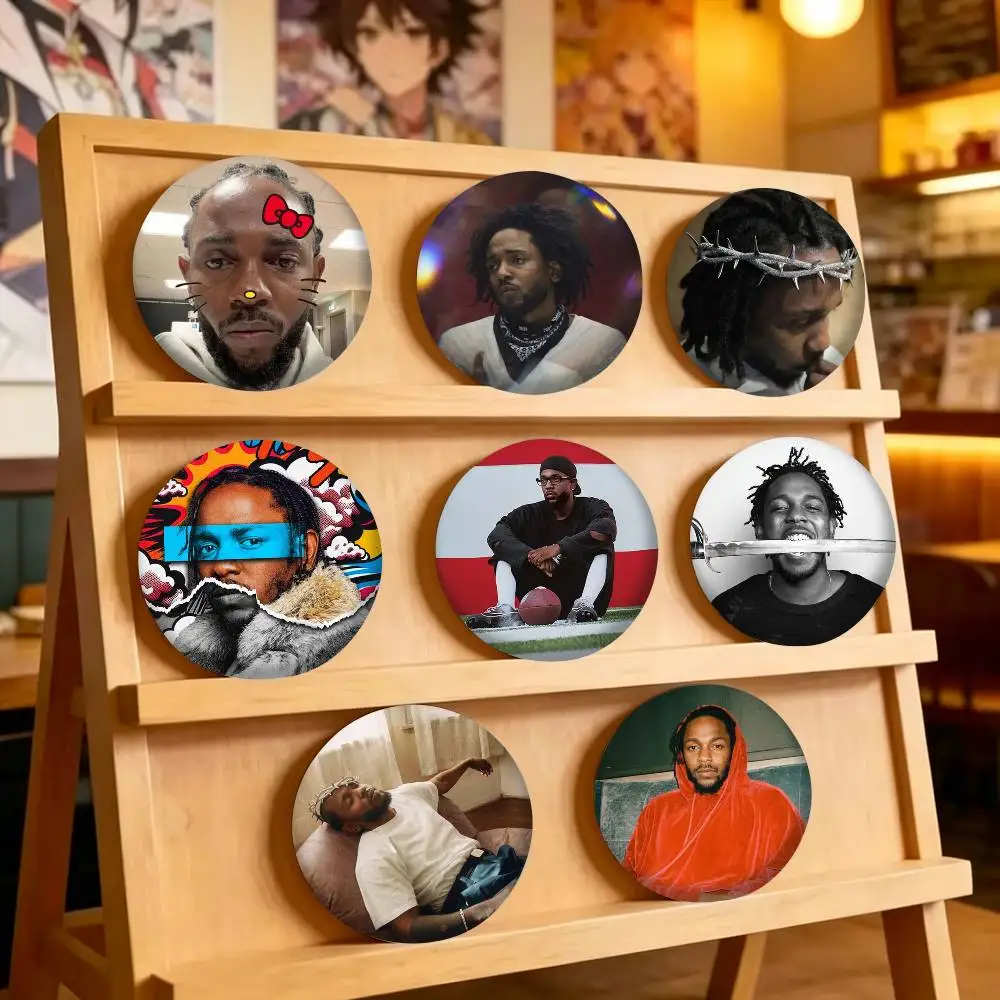Hot Rapper K-Kendrick Lamar 25 32 44 58 75mm Badges Personalized Round Brooches Pins Accessory Gift