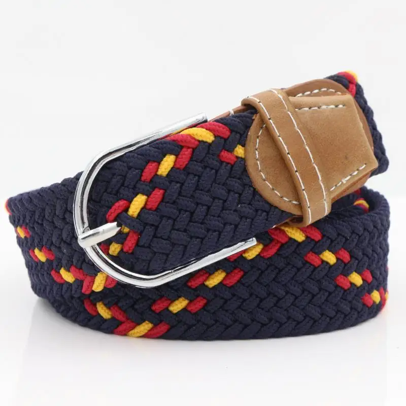 5pcs Women Men Non perforated hole Belt Elastic Knitted Waistband Korean style Trendy Versatile 28 Colors Woven Fashionable