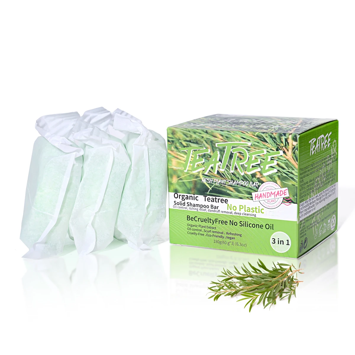 

60 г * 3 в 1 натуральный шампунь с эссенцией чайного дерева, освежающее мыло для контроля жирности, твердый шампунь-карандаш, мыло для рук, мыло с эфирным маслом