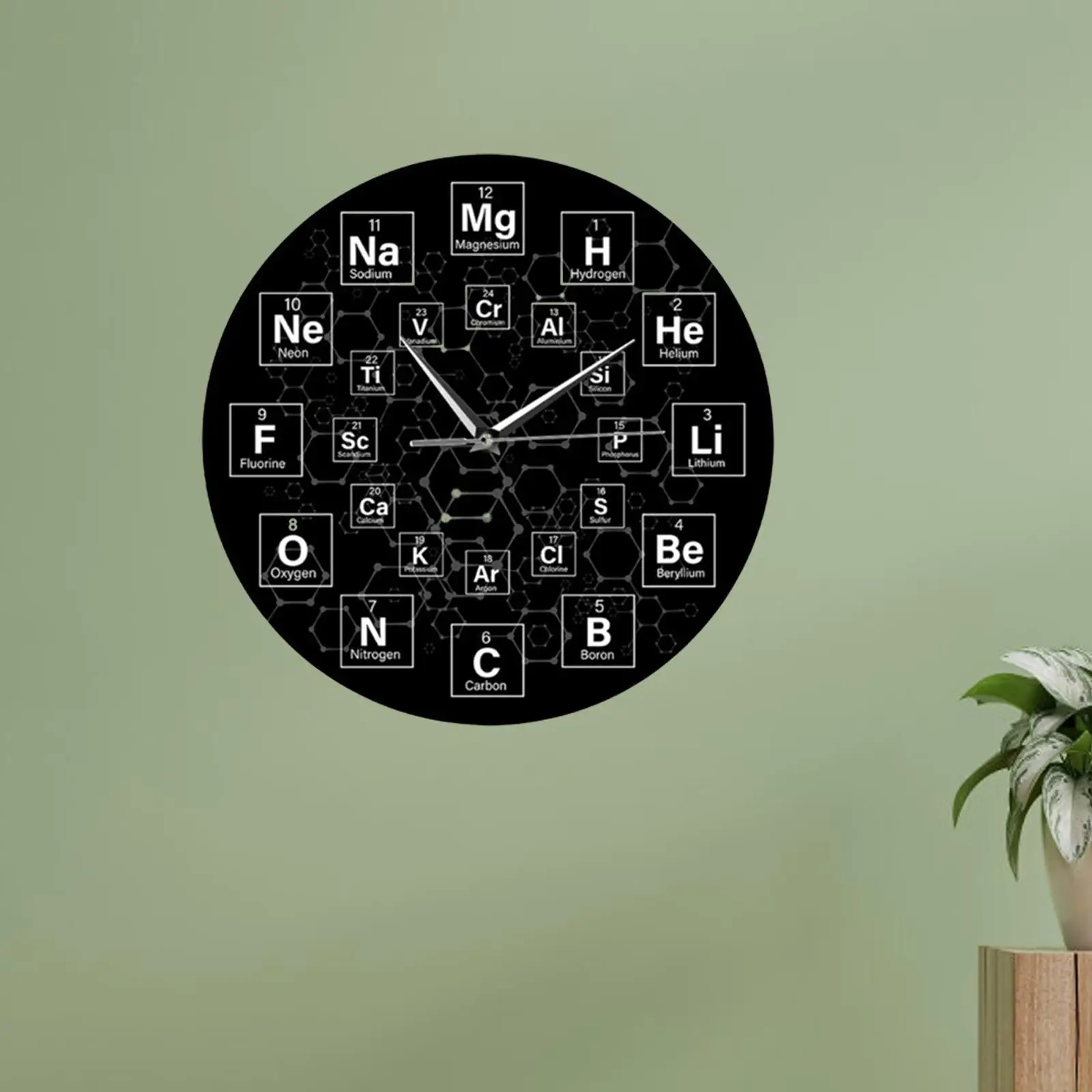 Periodic Table Wall Clock Mute Accurate Timekeeping Wall Artwork Home Decoration