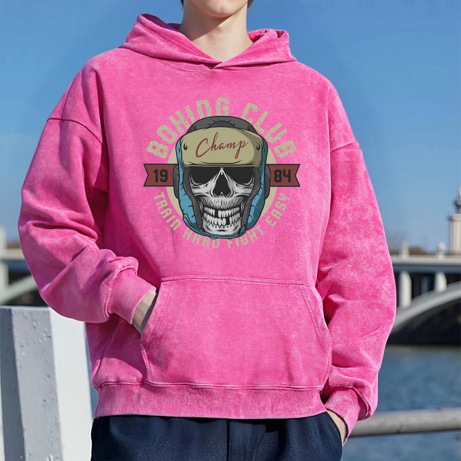 

Толстовка с капюшоном в стиле ретро с черепом, унисекс, повседневный спортивный стиль, изготовленный из чистого хлопка, модный уличный стиль, 400 г