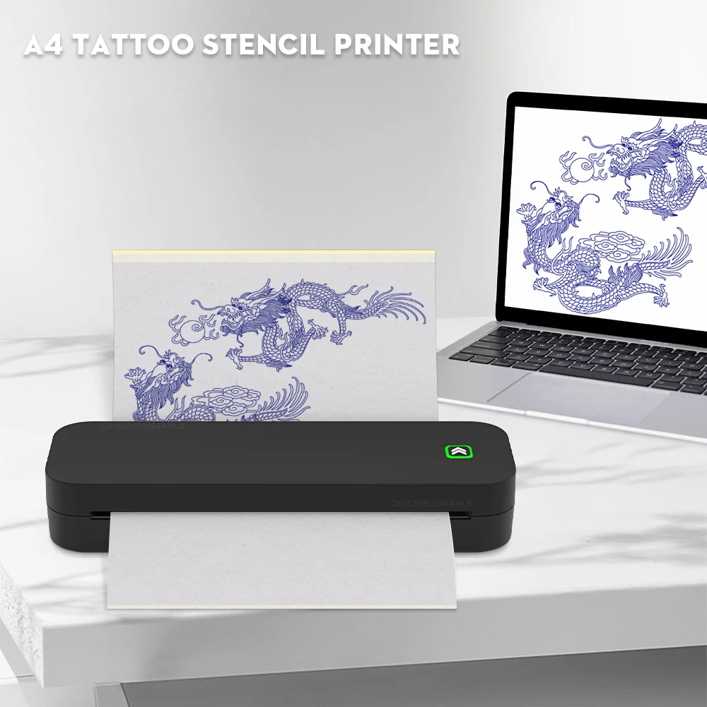 Portable Tattoo Stencil Printer Bluetooth A4 Thermal Printer No Ink Printing Wireless Printer for Phone PC PDF TXT Word Print