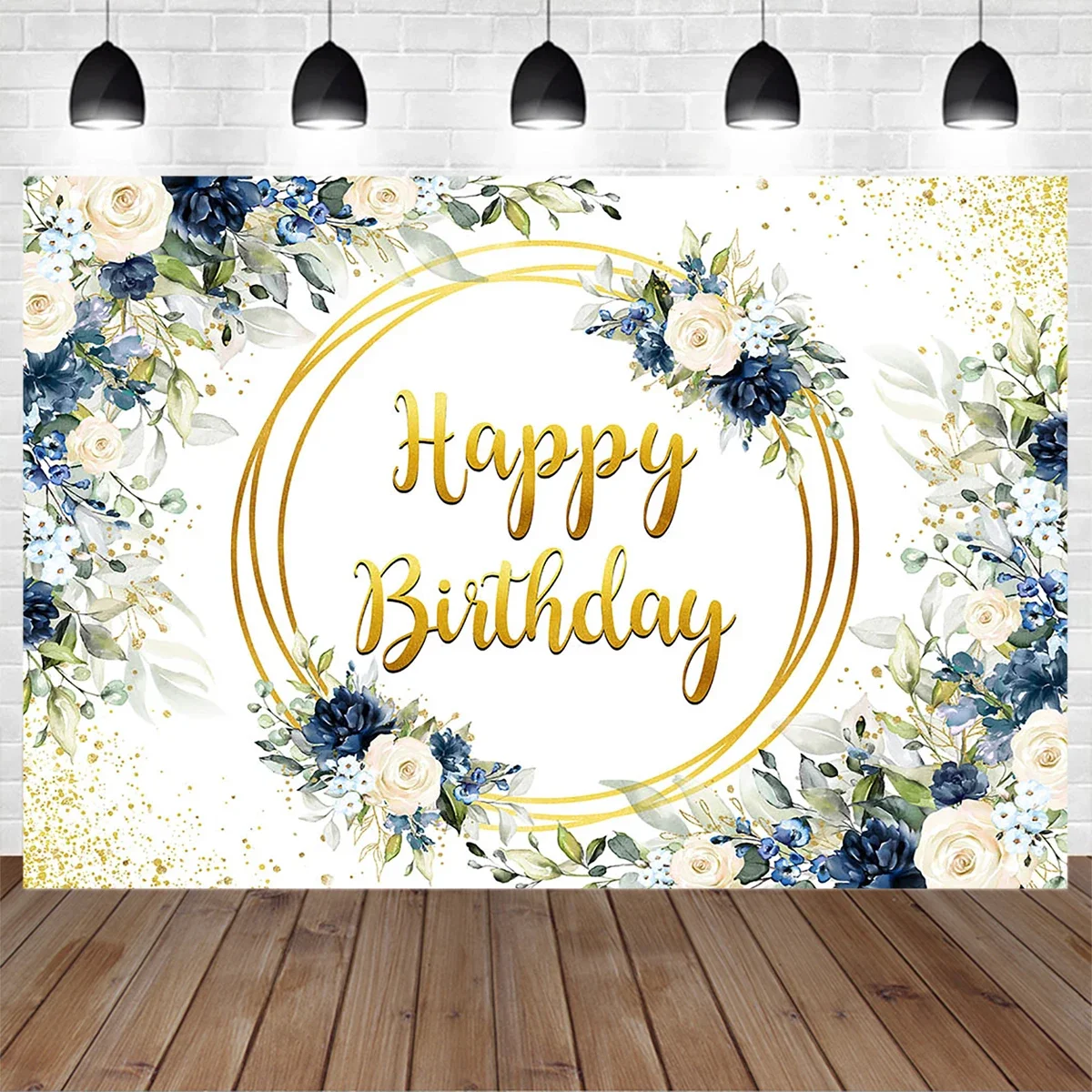 

Mocsicka Sweet Girl Birthday Flower Photography Decoration Background Green Leaf Gold Dot Backdrop Adult Customized Photo Studio