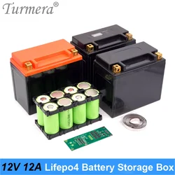 Turmera 12V 12Ah to 14Ah Motorcycle Battery Storage Box 2X4 Holder Nickel 4S 40A 12.8V Balance BMS for 32700 Lifepo4 Battery Use