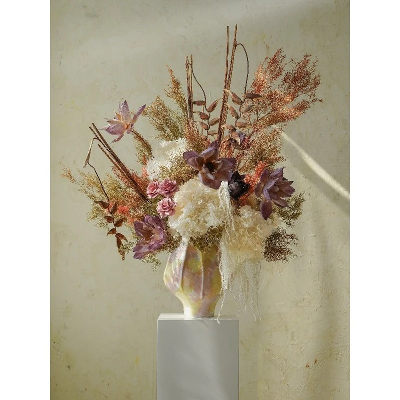 French Style Lotus Hydrangea Drop Flower Bouquet Luxury Floor Floral Decor for Entryway Living Room