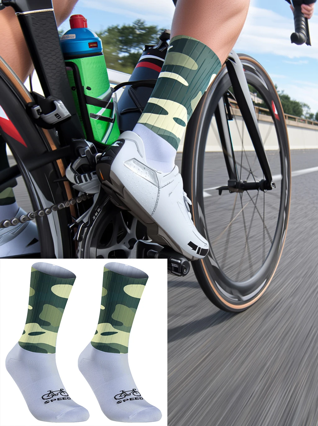 

Впитывающие пот и удобные велосипедные носки с камуфляжной текстурой, необычный удобный опыт езды на велосипеде.