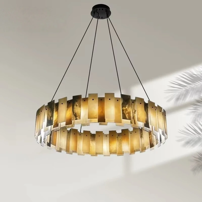 Alabaster Chandelier Spanish Natural Marble Round Pendant Light For Dining Living Room Kitchen Table Long Alabaster Chandeliers
