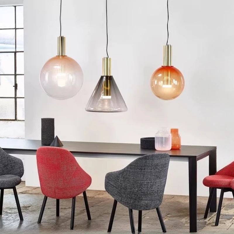 

Simplified Creative Glass Restaurant Bedroom Pendant Danish Designer Personalized Nordic Art Decorative Lighting Fixtures