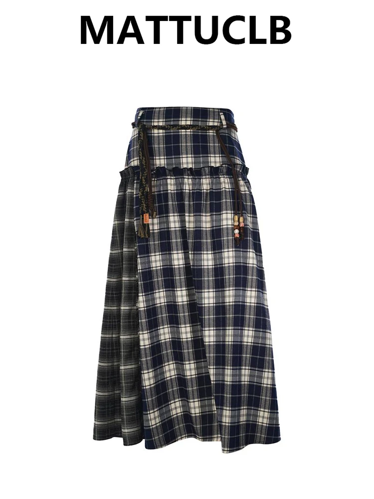 

Summer Women High Street Vintage Harajuku Shoujo 2000s Aesthetic Midi Plaid Skirt Korean Y2k Tide Japanese Fashion A-line New