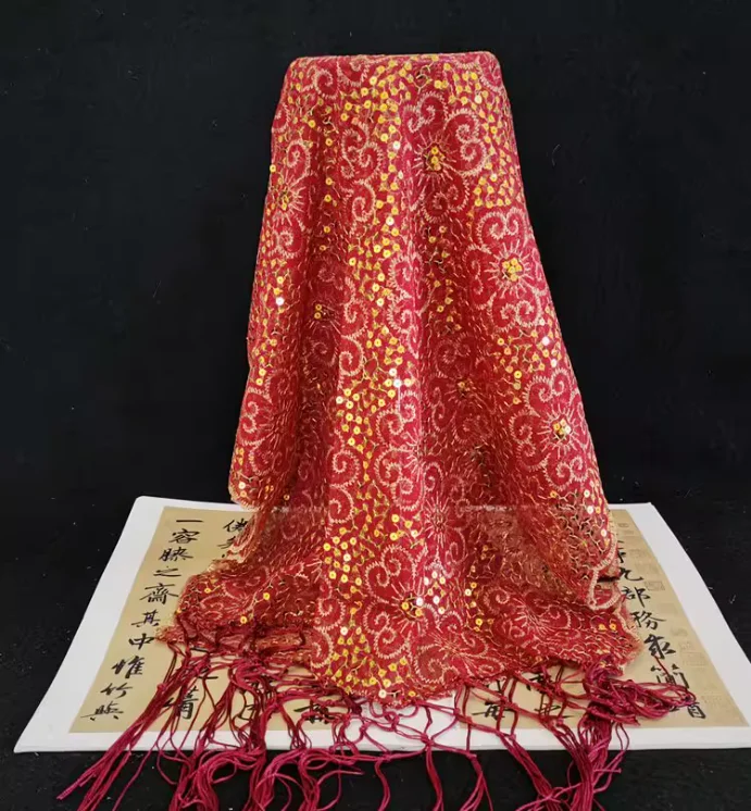 

Индийский женский элитный шелковый шарф с вышивкой сари, шаль в этническом стиле