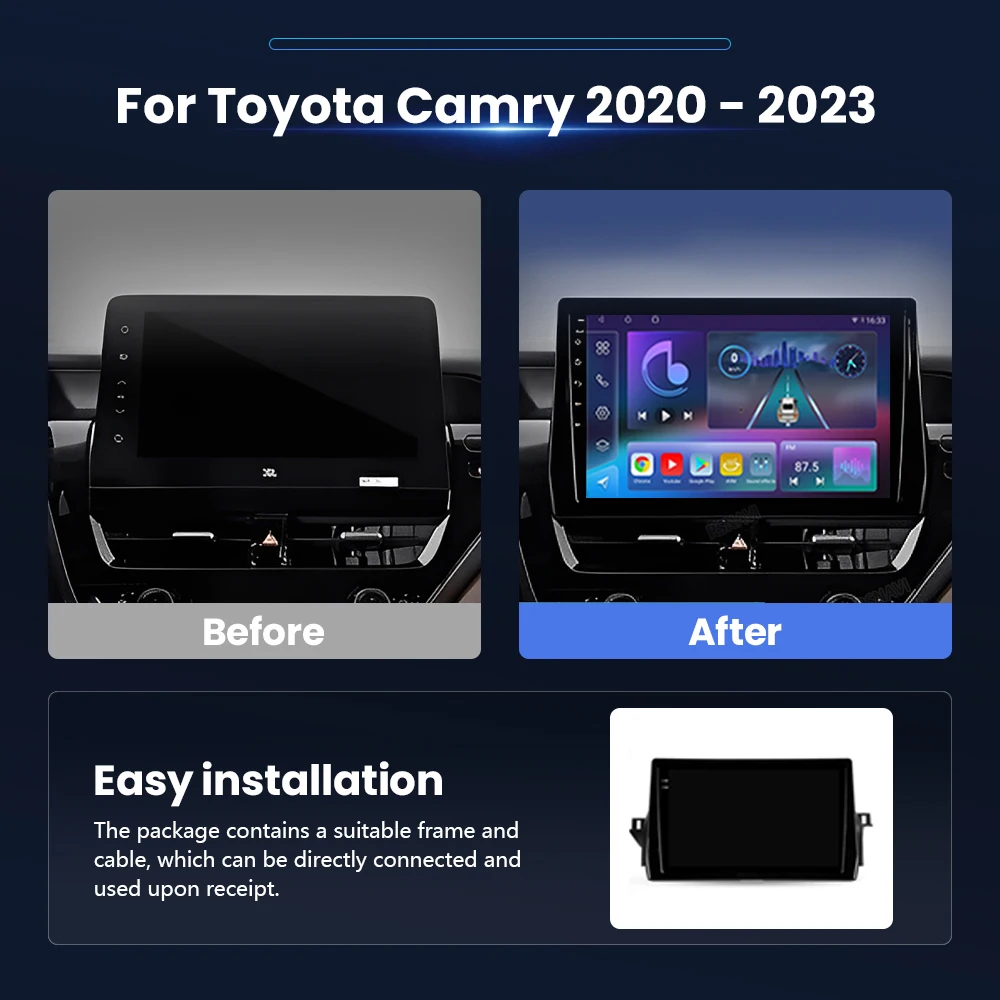 Android 16 Carplay Auto For Toyota Camry 8 XV70 2020 - 2023 Car Radio Video Stereo WIFI+4G 8-Core Player Multimedia Head Unit BT