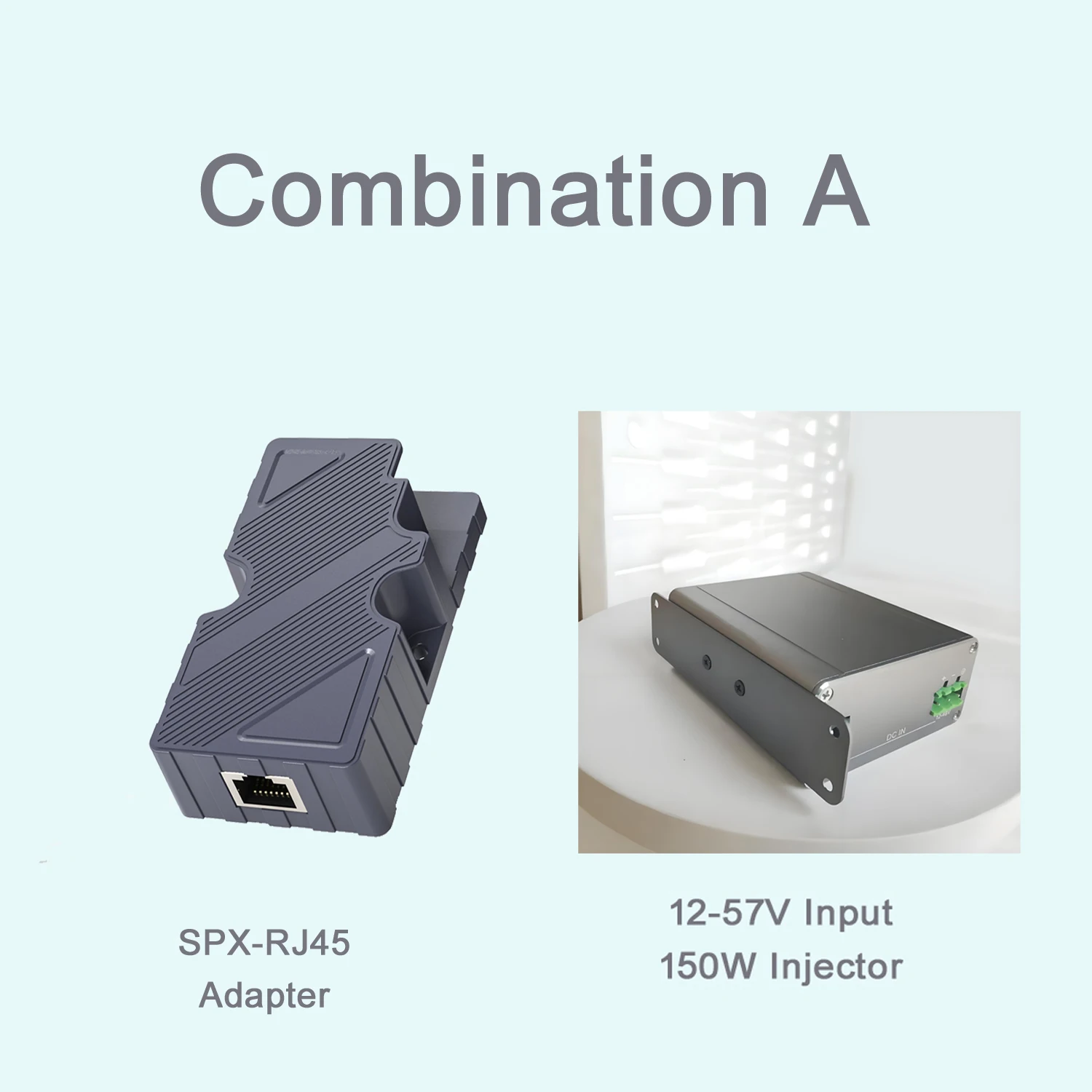 

150W industrial grade Starlink Gigabit PoE Injector with 12-57V wide voltage input and gigabit starlink cable to RJ45 adapter