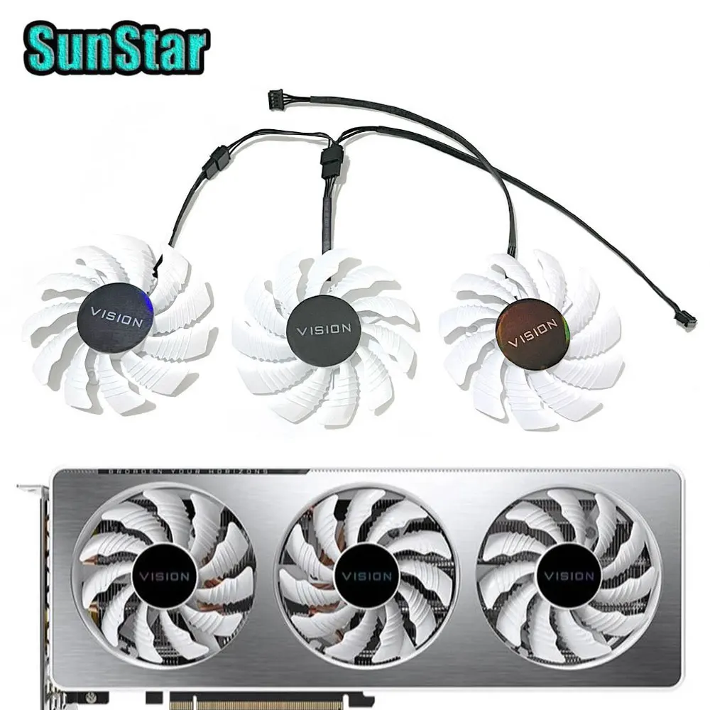 NEW 75MM RTX 3060 Vision OC 3X Video Card Cooler Durable White Fan For GIGABYTE RTX 3060 3060Ti Vision OC 3X WINDFORCE GPU Fan
