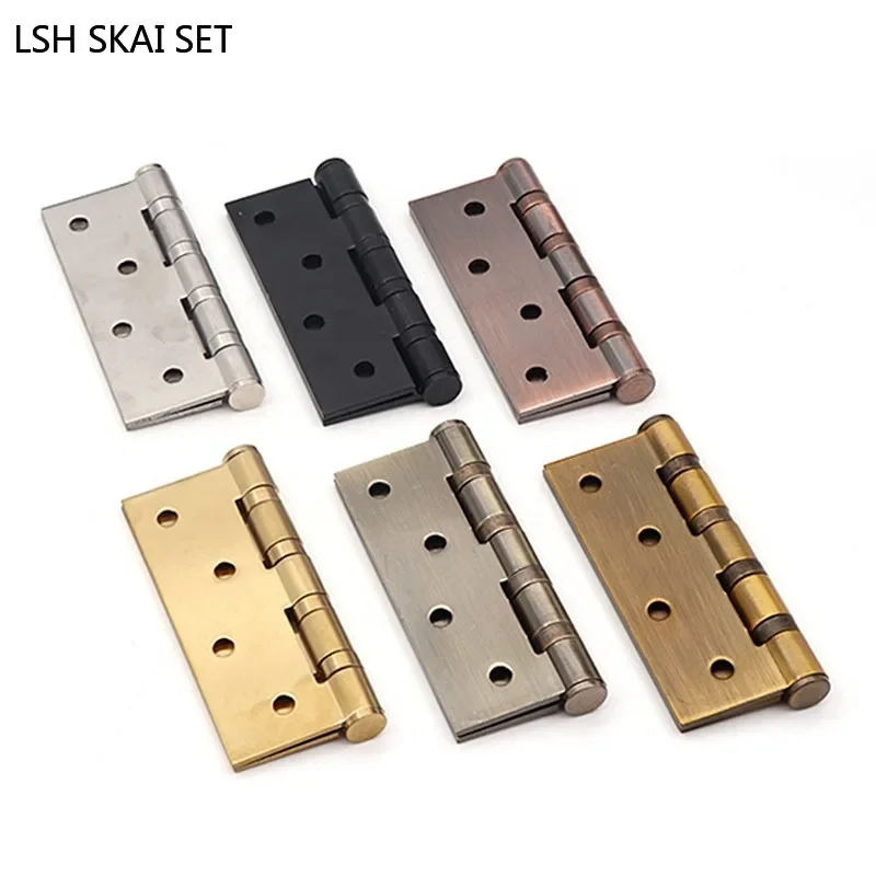 2Pc 4 Inches Silent Bearing Hinge Door Butt Hinges Furniture Hardware Accessories Stainless Steel Flat Thick High Quality Hinge