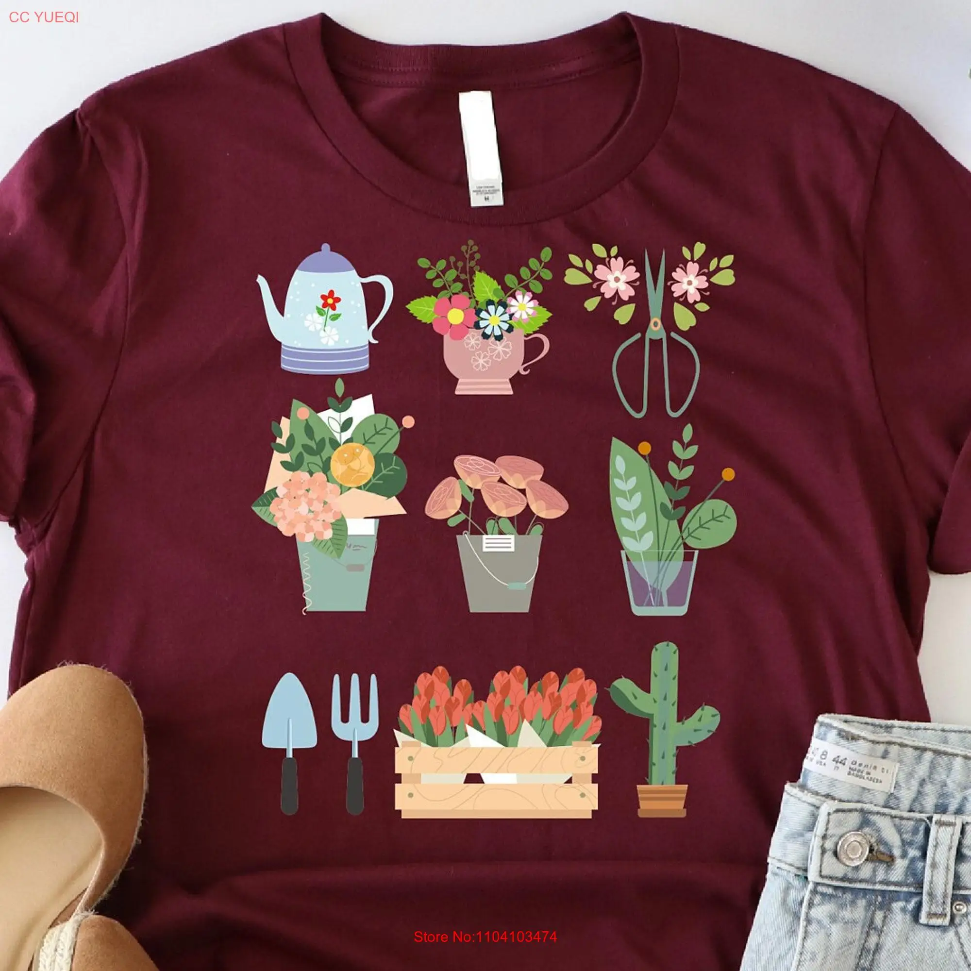 Gardening T Shirt Funny Gardener Plant Lady Lover For Pottery Farmer Plans long or short sleeves