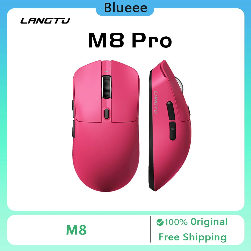 Mouse Nirkabel Langtu M8 Tri-Mode Paw3311 1000mah Ringan E-Sports Kantor untuk Tangan Besar Mouse Serbaguna Hadiah Gaming