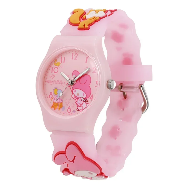 Fashion Sanrio 3D Pattern Wrist Watch Anime Cinnamoroll Hello Kitty Waterproof Quartz Watch Cartoon Kuromi Watchband Kids Gifts