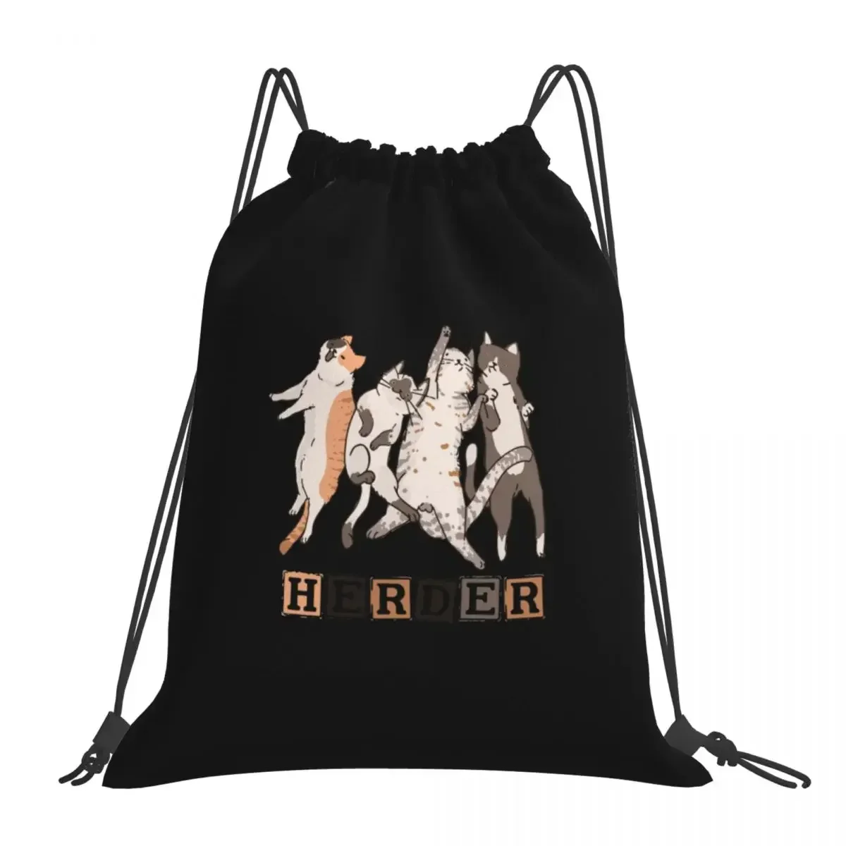 

Copy Of Cat Herder Cats Lovers Backpacks Drawstring Bags Drawstring Bundle Pocket Storage Bag Book Bags For Man Woman School