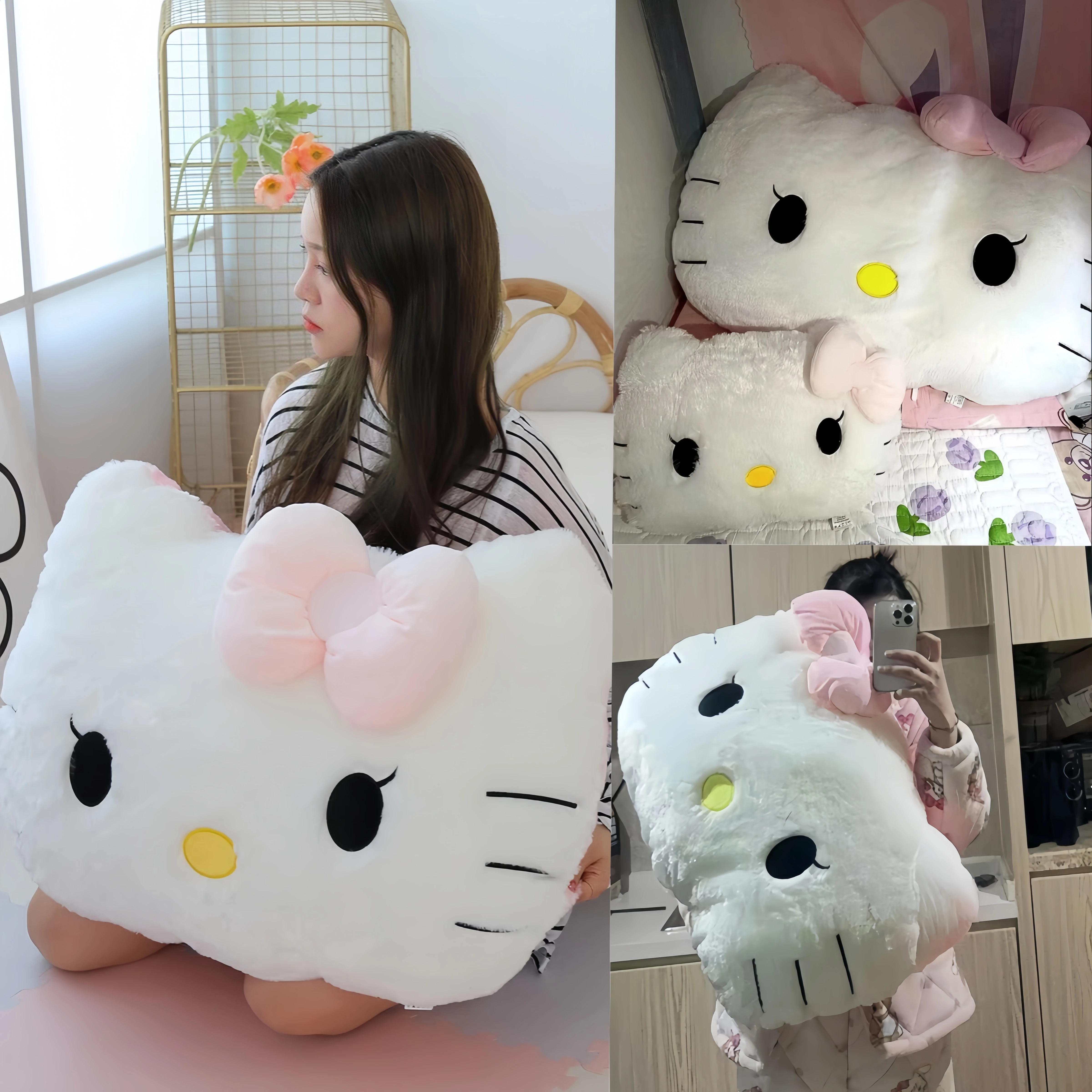 ビッグサイズサンリオハローキティぬいぐるみバッククッションハローキティかわいい枕快適なソファベッドの装飾枕ハグぬいぐるみギフト