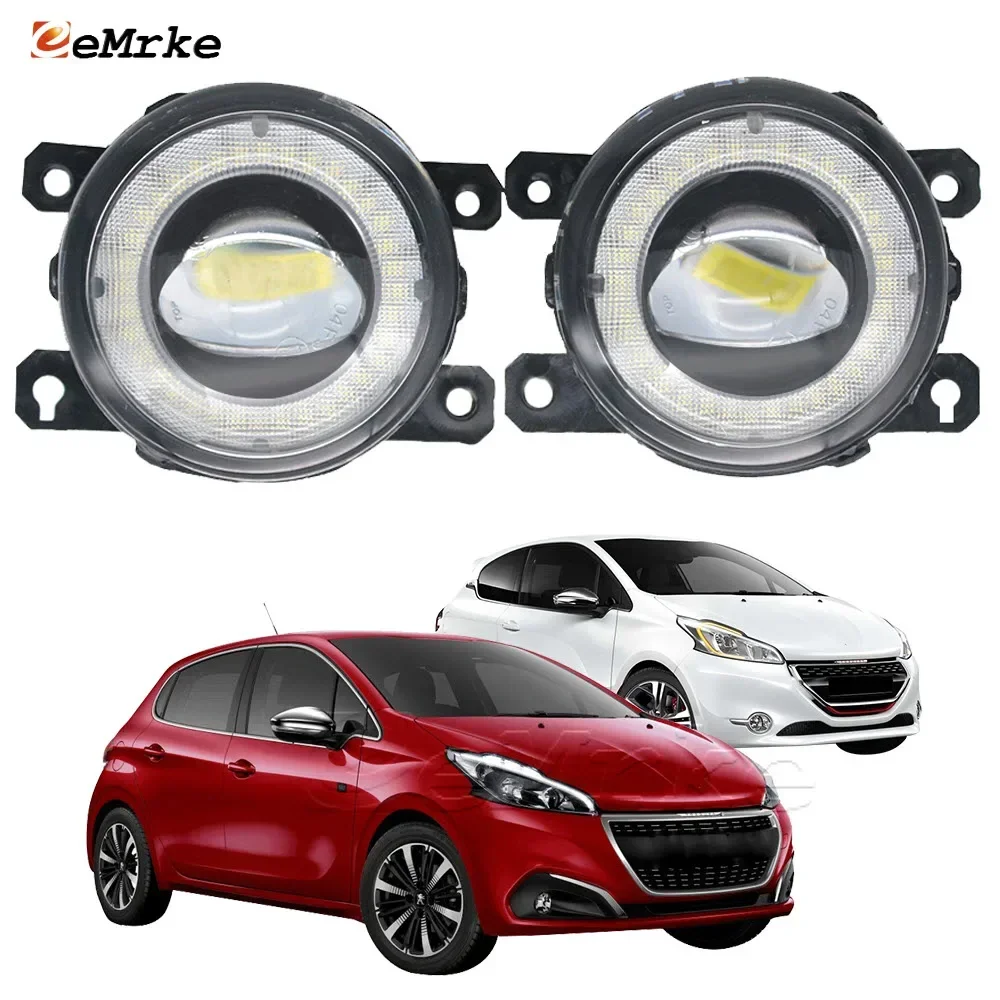 

2x LED Daytime Running Light Fog Lamp Assembly with Lens Angel Eyes DRL for Peugeot 208 CA CC 2012 2013 2014 2015 2016 2017 2018