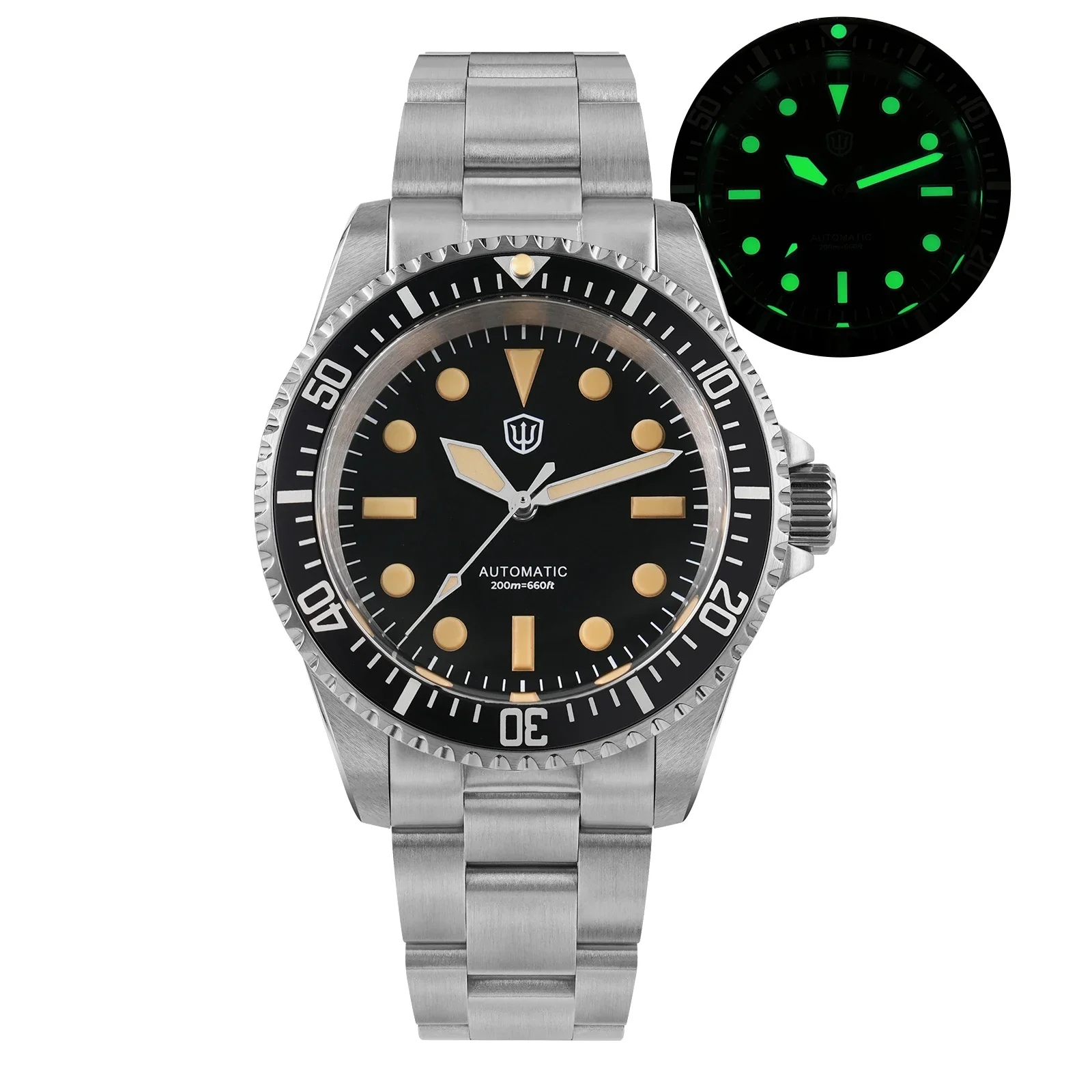 Watchdives WD5513 Reloj de buceo de 38mm NH35 movimiento automático 20Bar impermeable luminoso zafiro Vintage subrelojes hombres Reloj